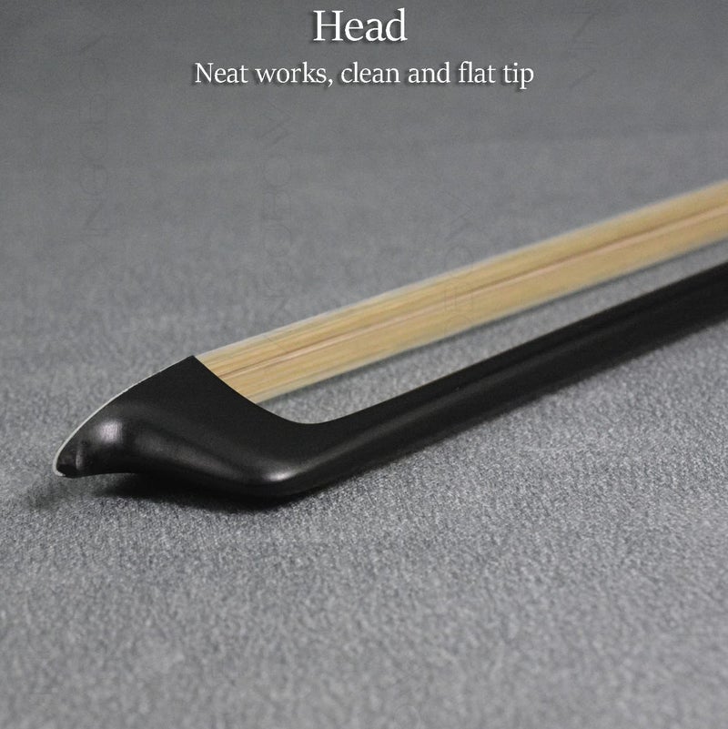 VINGOBOW 1/2 Half Size Carbon Fiber Violin Bow Full 101V Advanced Level 62 cm Parisian Eyes Ebony Frog Straight Smooth Screw Strong Durable Unbleached Mongolian Horse Hair Warm Sweet Sound - Image 5